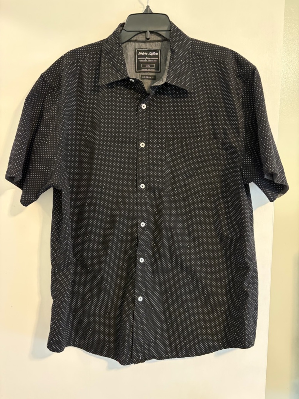 Short-Sleeve Black Microdot Button-Down Shirt